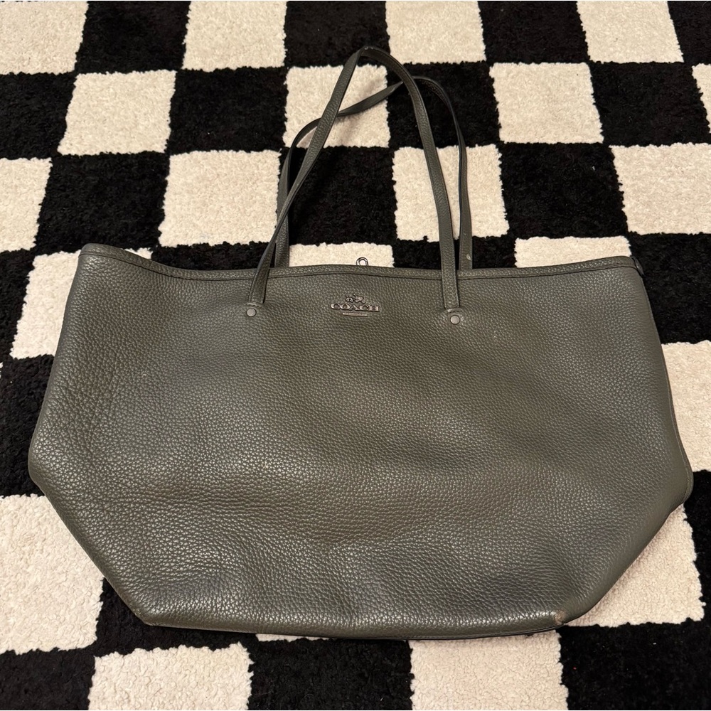 Coach City Tote Green Leather Double Handle Extra Large Tote Bag 57131E